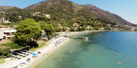 Stranden vid hotell Seaview på Lefkas, Grekland.