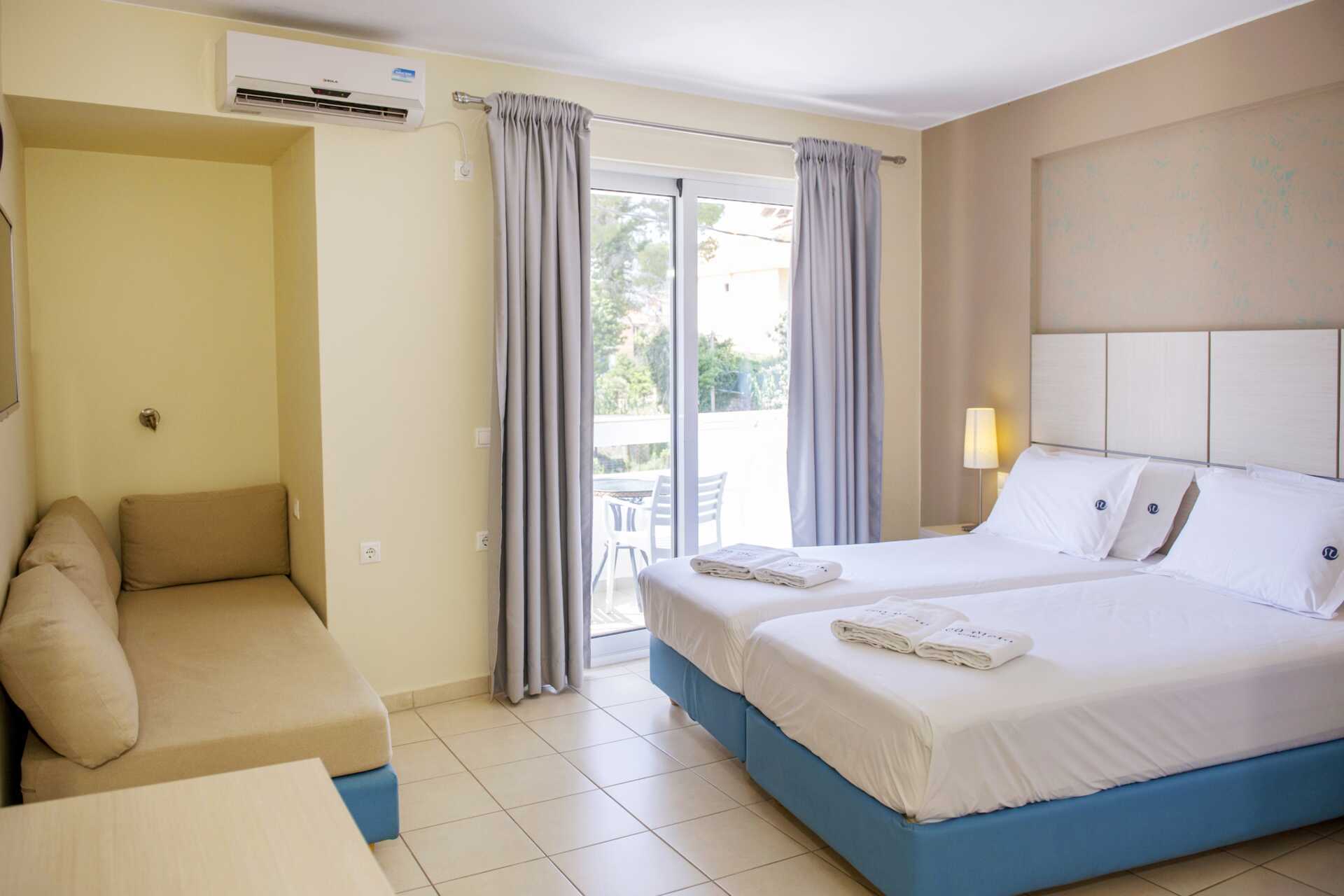 Dubbelrum på hotell Seaview på Lefkas.
