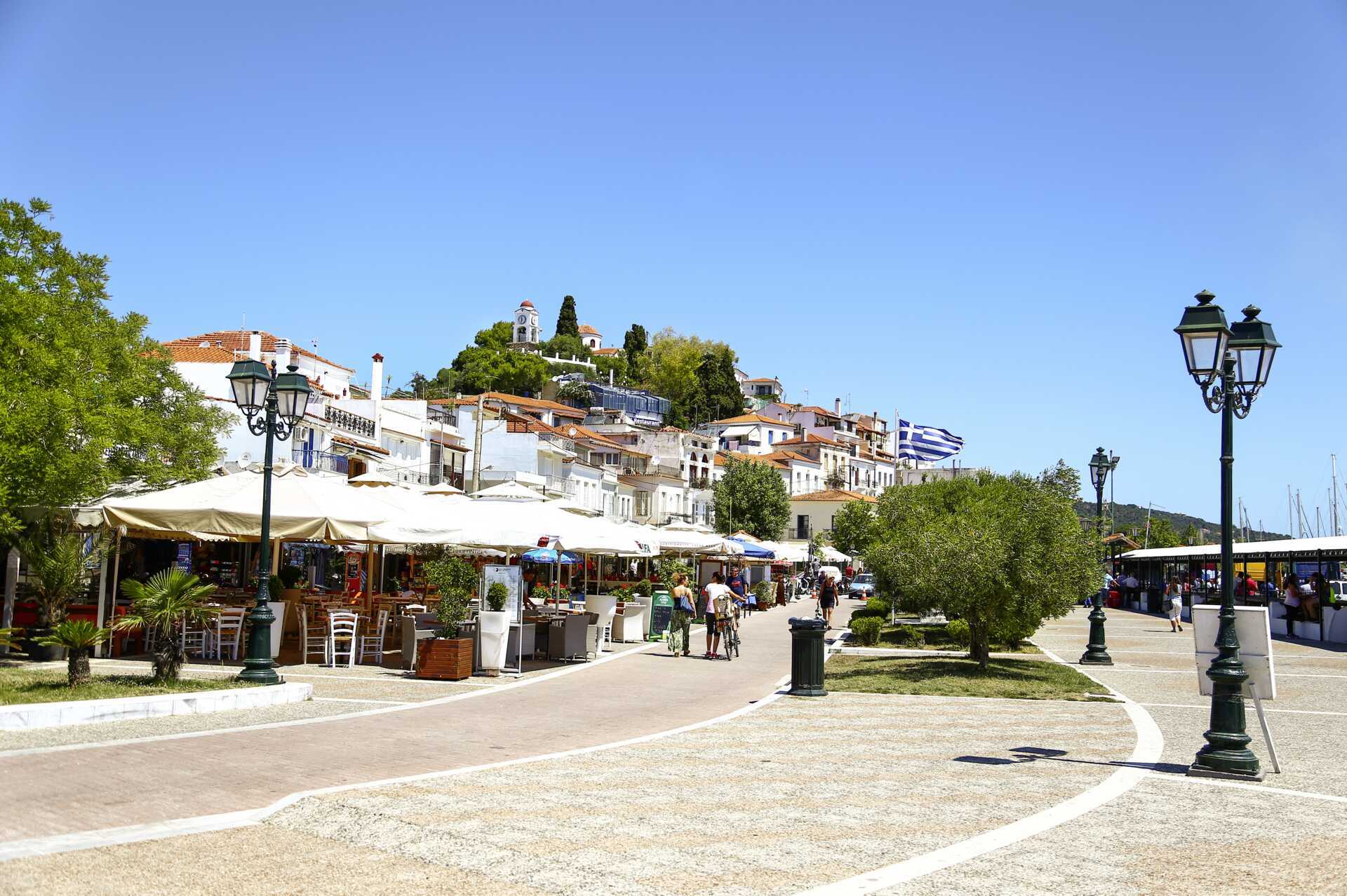 Skiathos stad, Grekland.