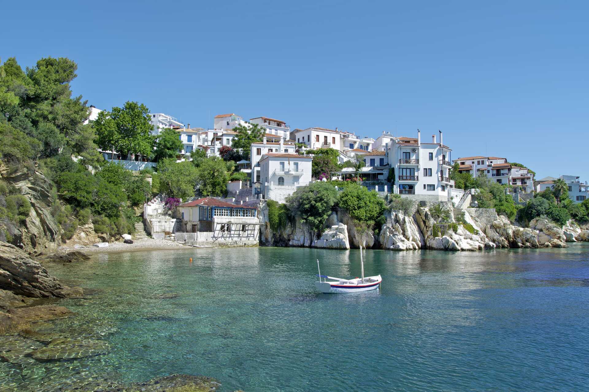 Skiathos stad, Grekland.