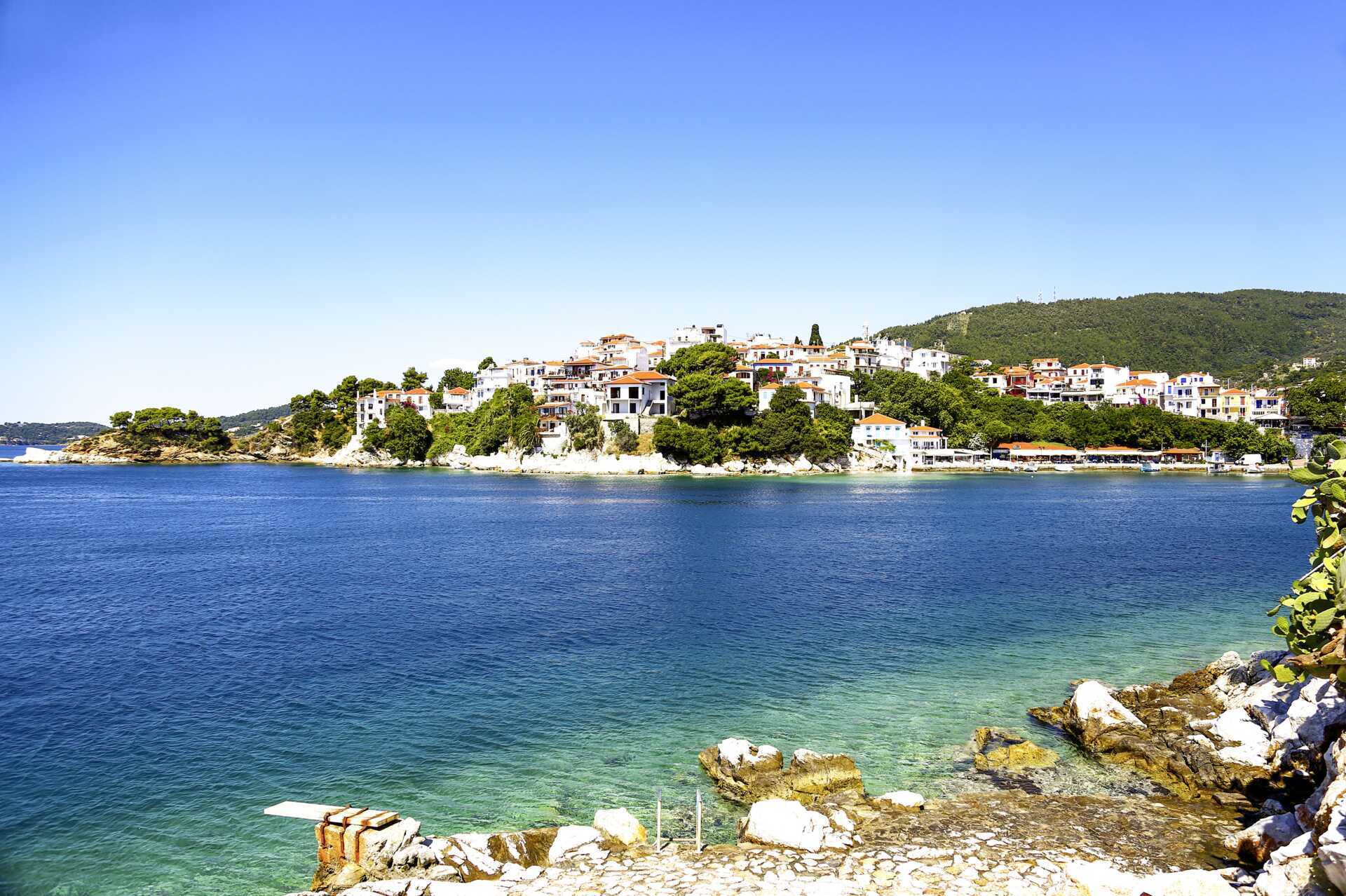 Skiathos stad, Grekland.