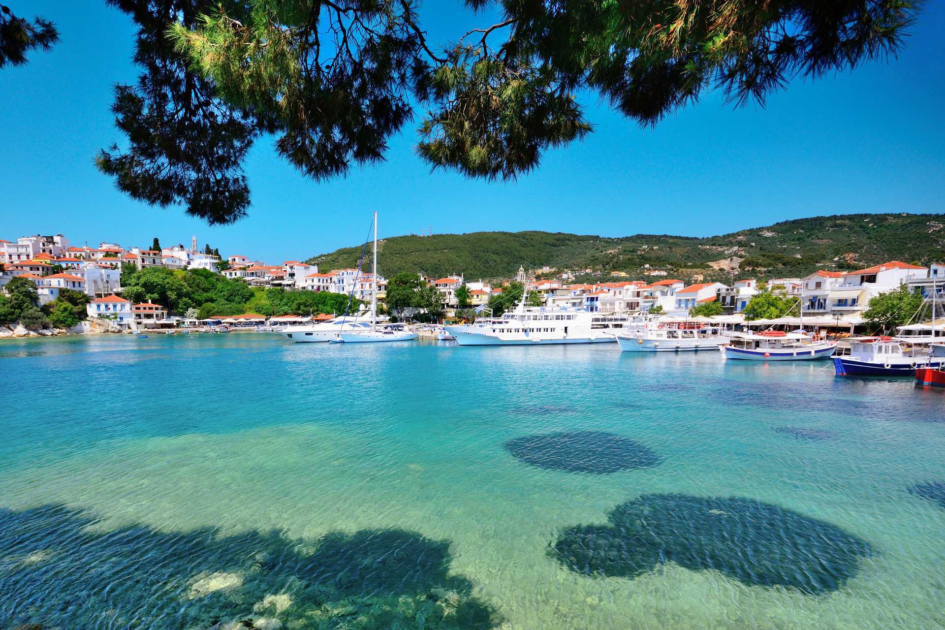 Skiathos stad, Grekland.
