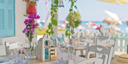 Restaurang på hotell Sonio Beach i Platanias på Kreta, Grekland.