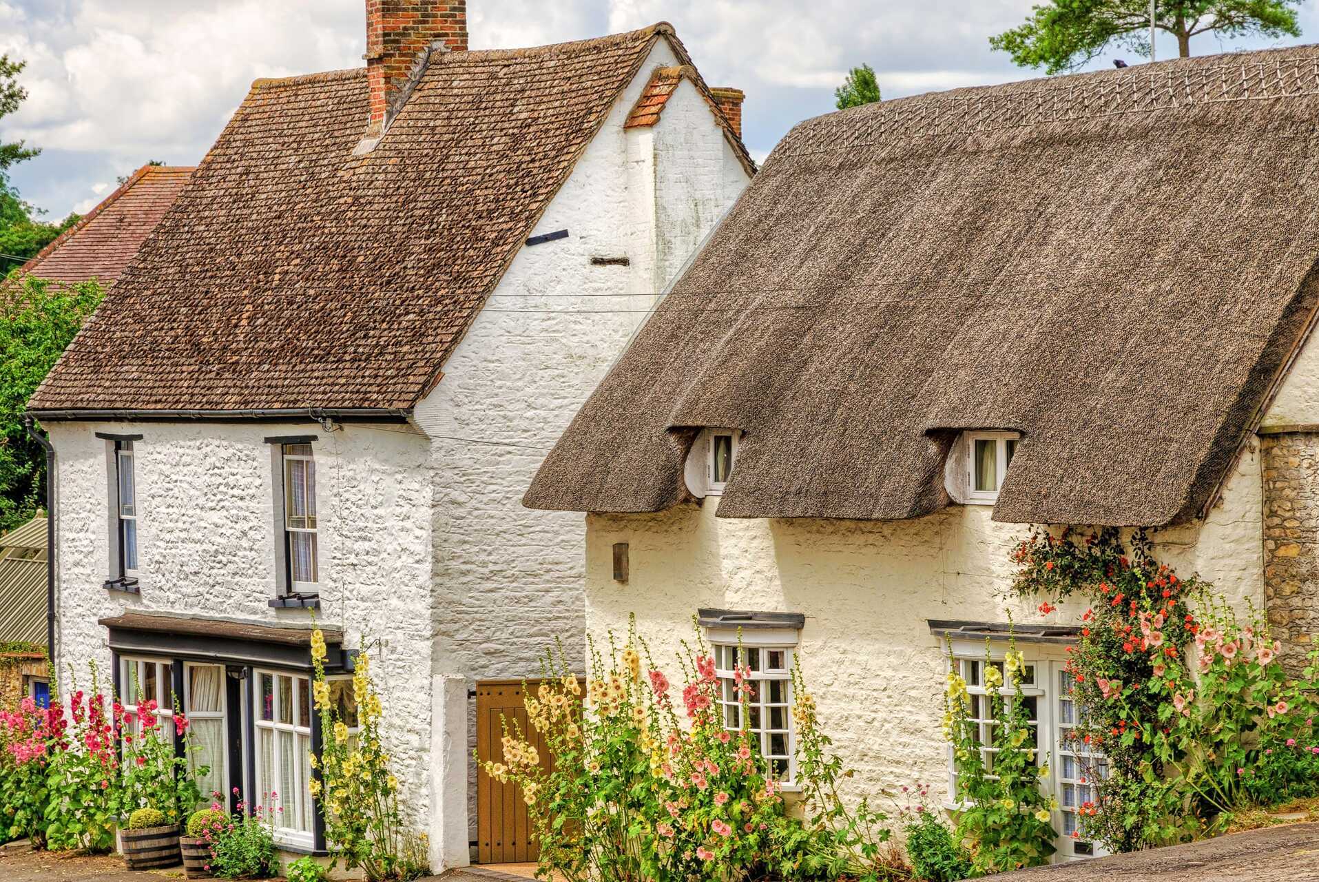 Klassiska stenhus i Oxfordshire, England.