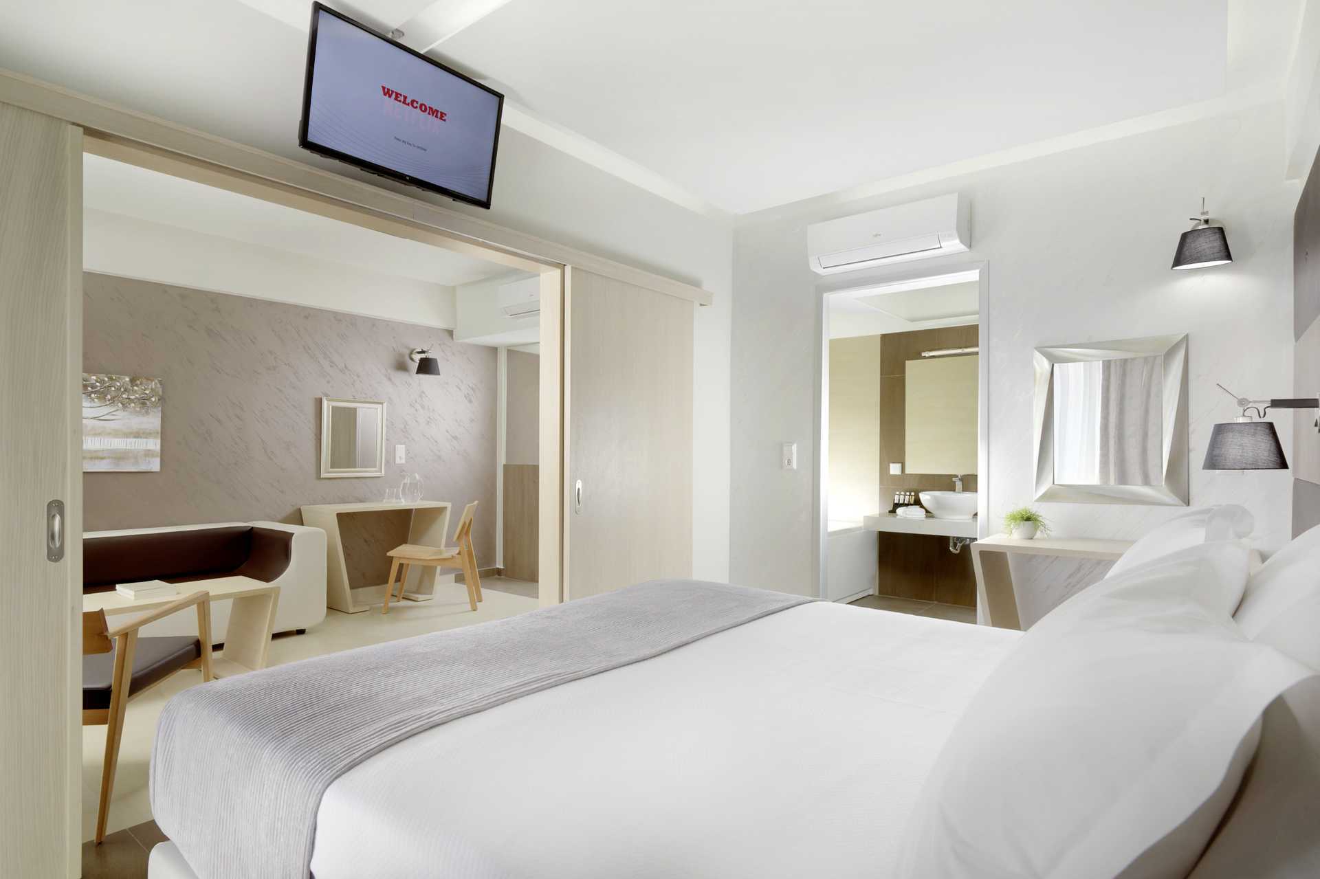 Svit på hotell Melrose i Rethymnon stad på Kreta, Grekland.