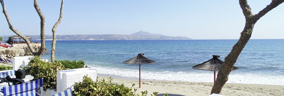 Stranden utanför Thamirakis Studios i Kalives, Kreta.