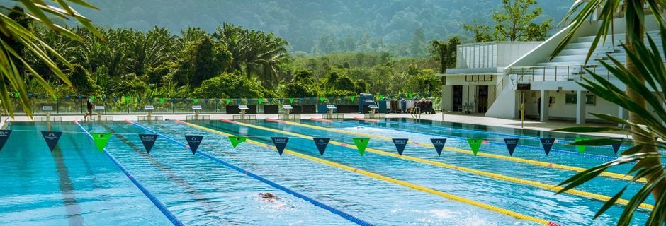 På Thanyapura finns en olympisk 50-meters pool och en halvolympisk 25-meters pool.