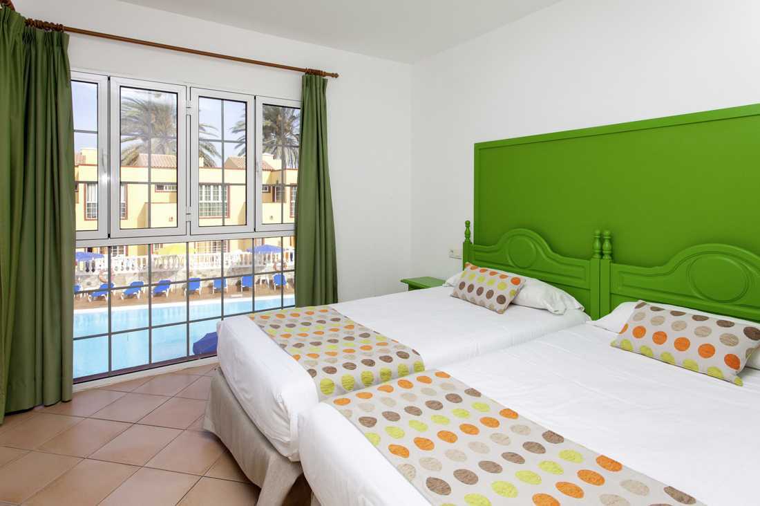 Trerumslägenhet i etage på hotell Maxorata Beach i Corralejo, Fuerteventura.