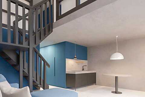 Två/trerumslägenhet i etage på hotell Aquarius i Rethymnon, Kreta.