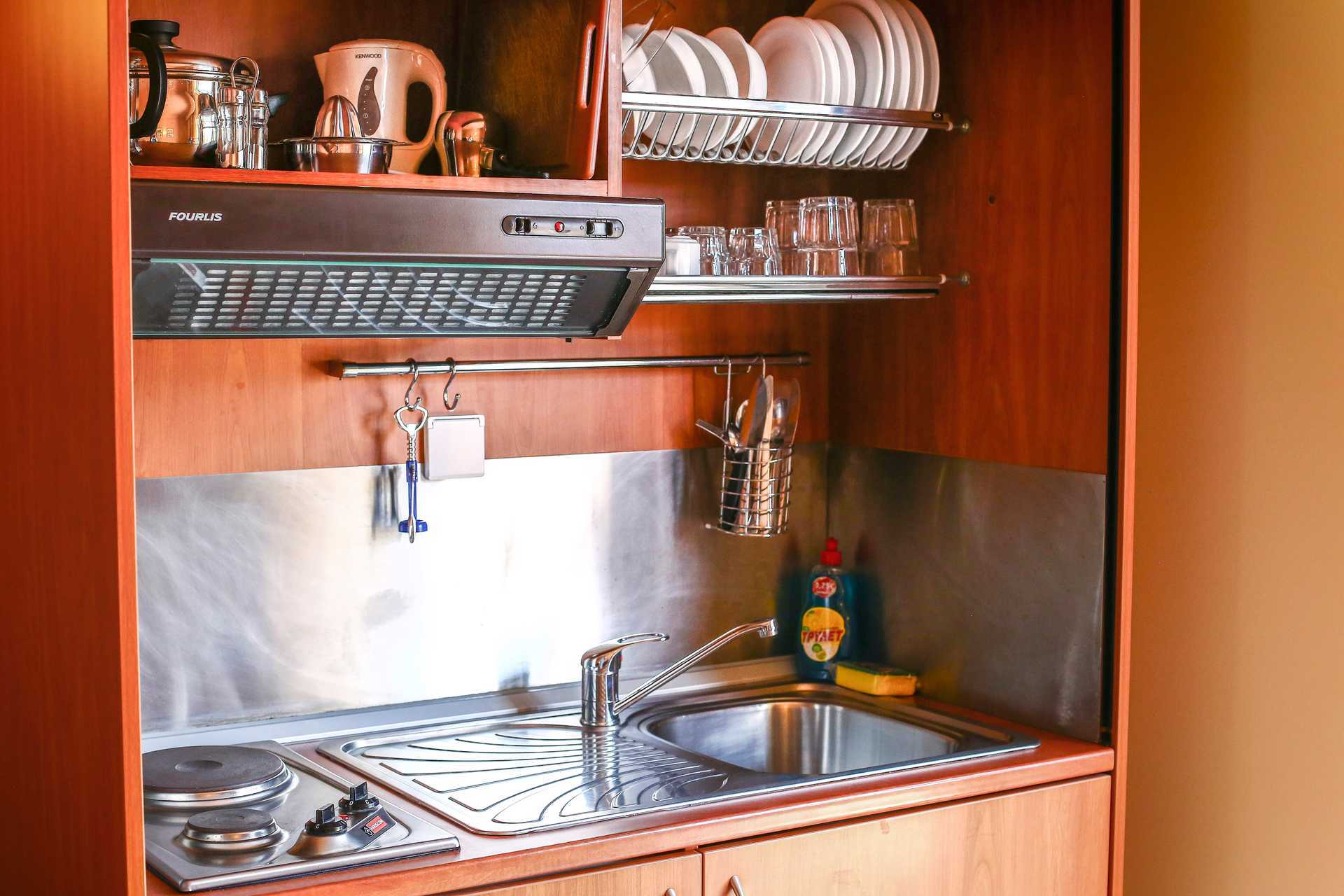 Tvårumslägenhet på hotell Captain Stavros, Lefkas, Grekland.