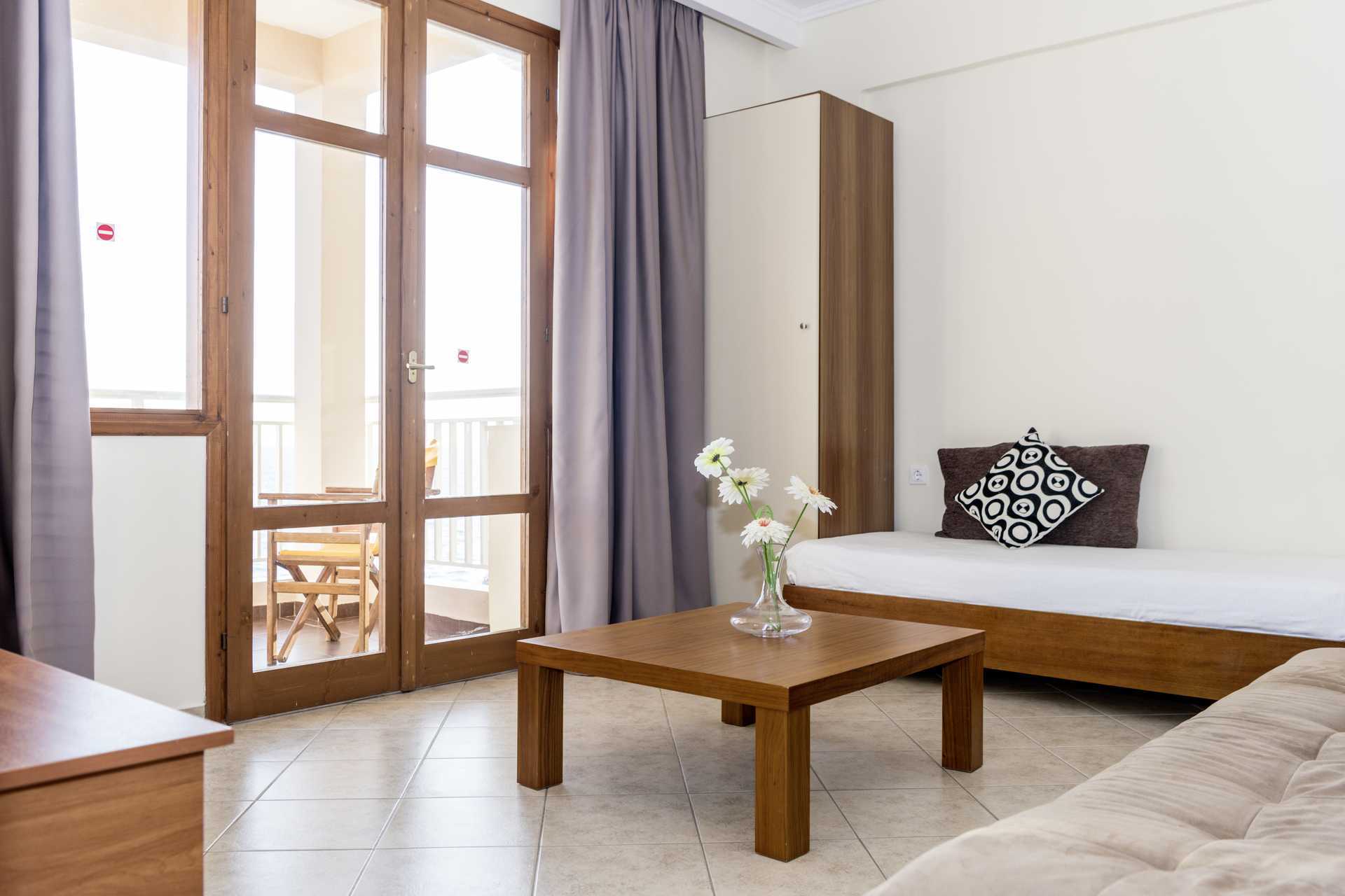 Tvårumslägenhet på hotell Loukas on the Waves i Tragaki, Zakynthos.