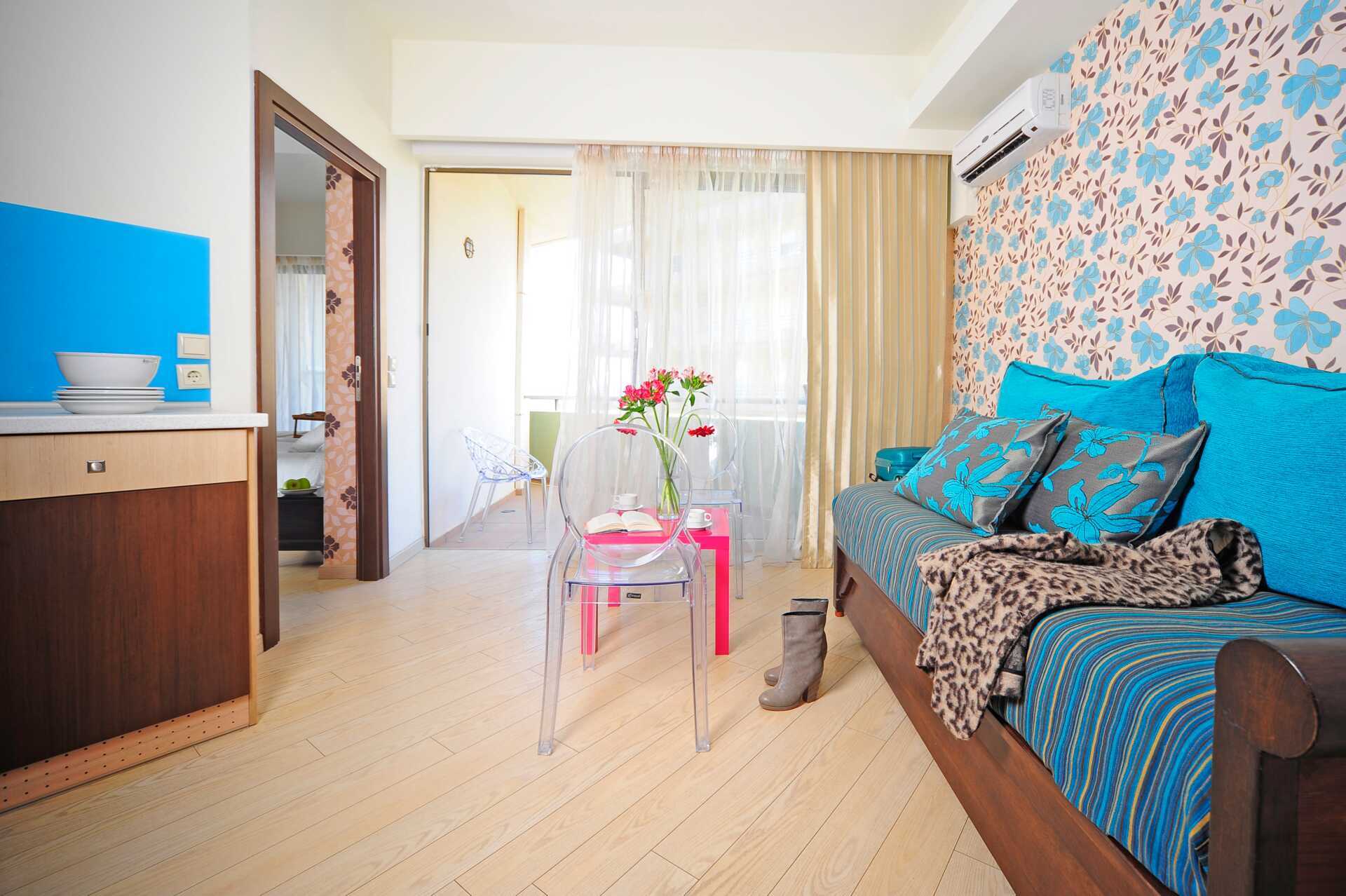 Tvårumslägenhet på hotell Steris i Rethymnon stad på Kreta, Grekland.