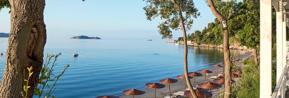 Stranden vid hotell Kassandra Bay i Vasilias på Skiathos.
