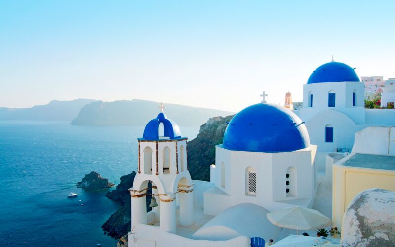 Vykortsvackra Santorini